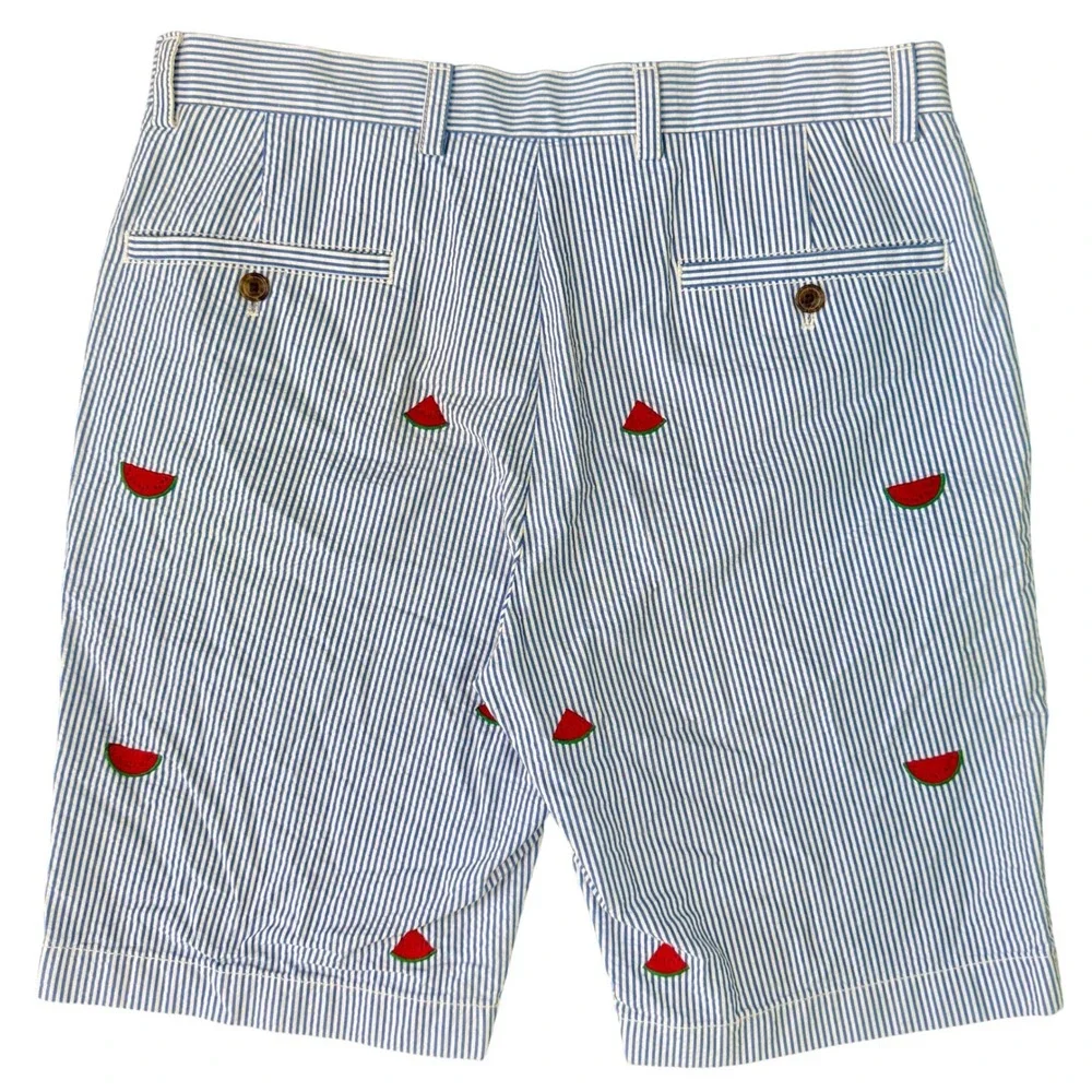 Brooks Brothers Shorts 32‎ Blue White Seersucker Watermelon Preppy Casual 10